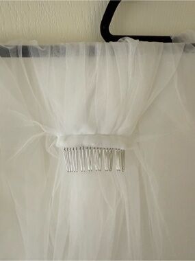 White Cathedral-Length 11ft Blusher Wedding Veil Soft Tulle W Metal Clip
